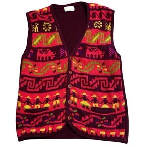 Vintage United Colors of Benetton Shetland Wool Italy Sweater Vest Cardigan M